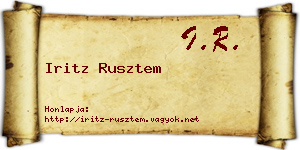 Iritz Rusztem névjegykártya